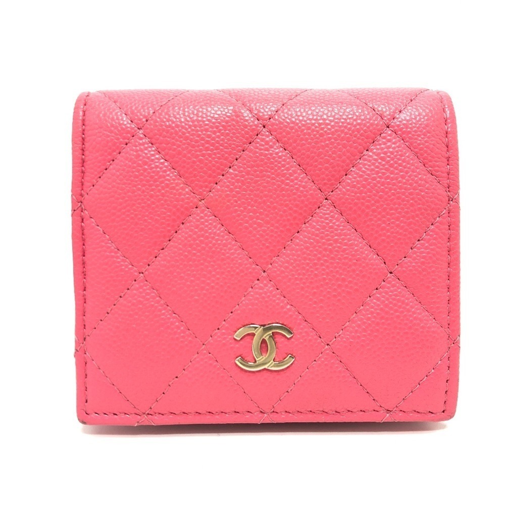 CHANEL Pink Caviar Leather Wallet